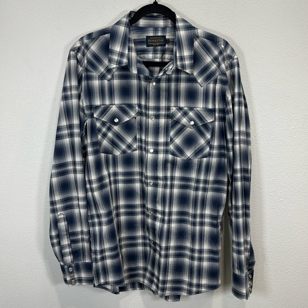 Pendleton Pima Cotton Snap Button Shirt Plaid - image 1